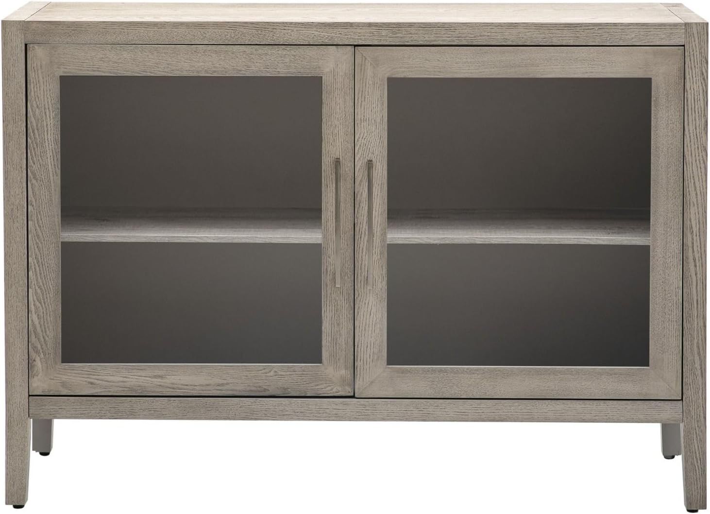Wooden Storage Cabinet with 2 Tempered Glass Doors, Adjustable Shelf, and Elegant Wood Grain Desi... | Amazon (US)