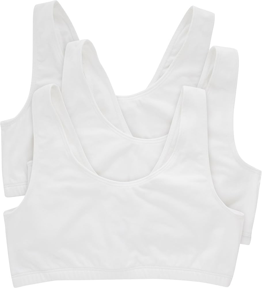 Hanes Women's Scoopneck Cotton Bralette Crop Top (3 Pack) | Amazon (US)