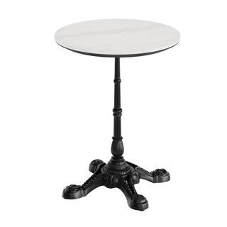 Acadia White Faux Marble/Black Base Wood with TopGuard HPL Technology 23.5 in. Trestle Base Dining Table Seats 2 | The Home Depot