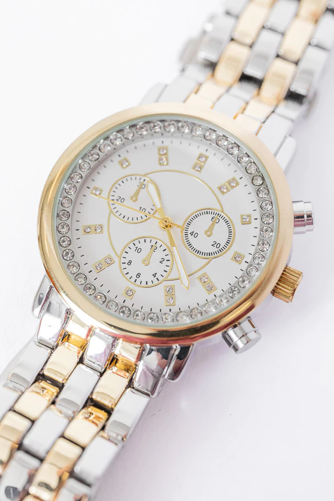 Be Hopeful Silver And Gold Two Tone Circle Face Watch | Pink Lily