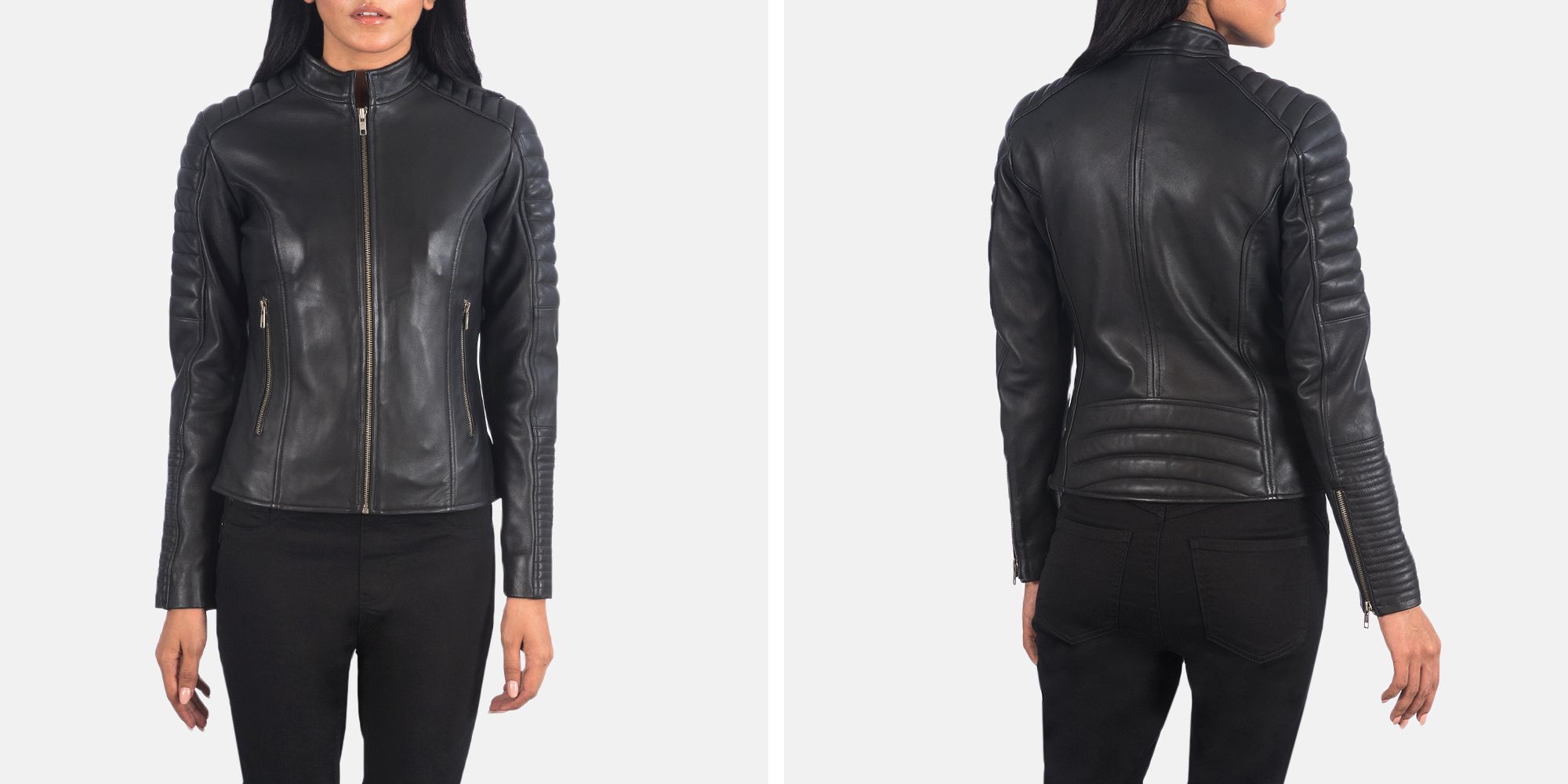 Adalyn Quilted Black Leather Biker Jacket | The Jacket Maker