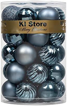 KI Store 34ct Dusty Blue Christmas Ball Ornaments 1.57" Small Shatterproof Christmas Decorations Tre | Amazon (US)