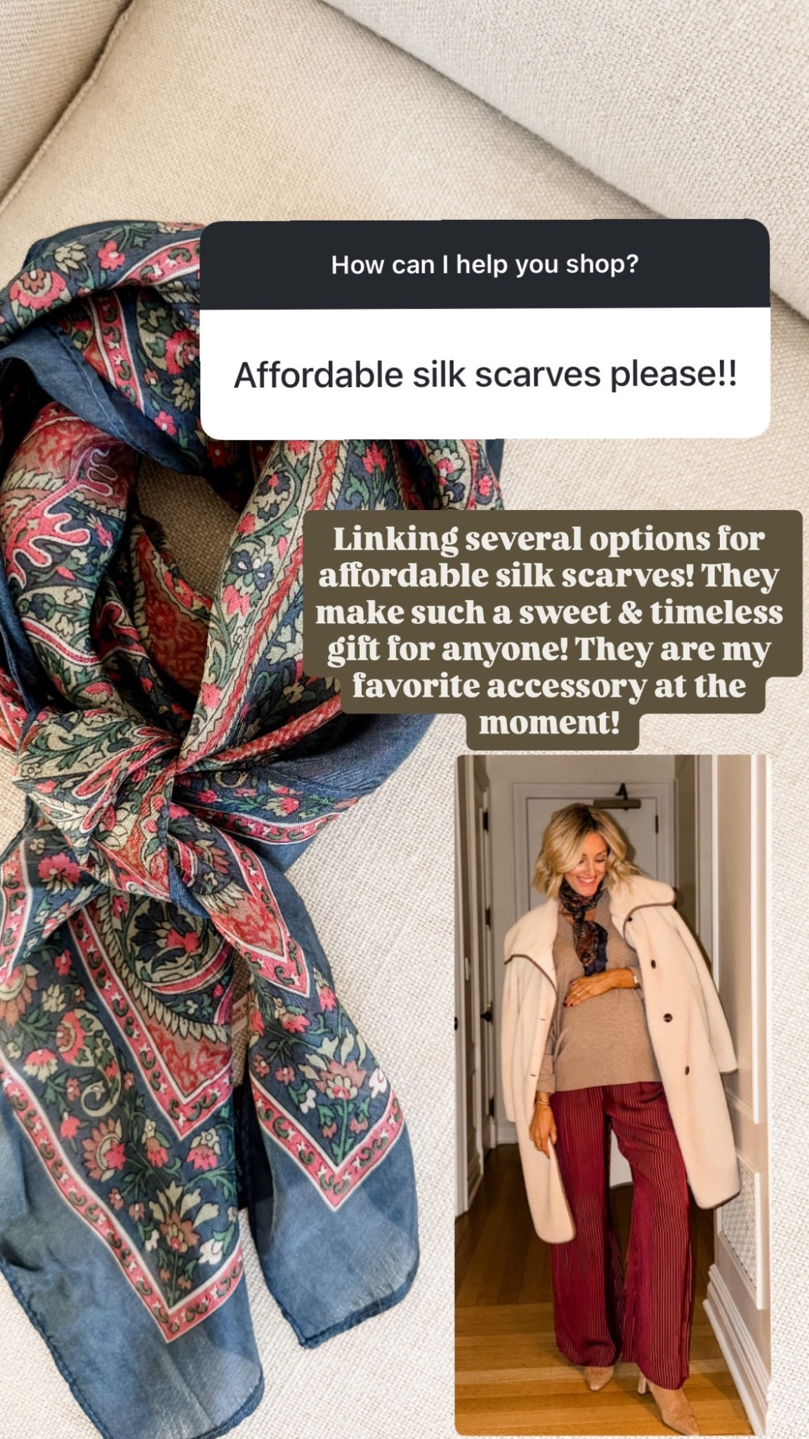 A silk scarf is an easy way to instantly elevate any outfit!

Loverly Grey, silk scarf, satin scarf, statement accessoriess

#LTKHoliday #LTKGiftGuide #LTKFindsUnder50