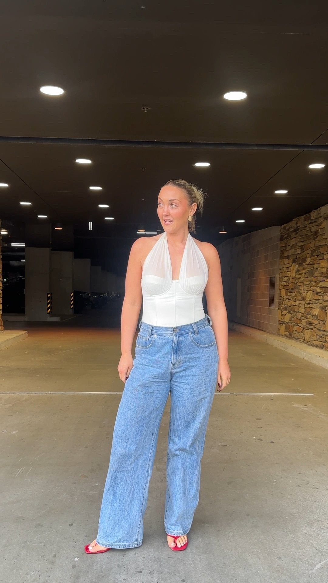 School holidays so thought I’d put the PA back to work wearing Henne top, Nakedvice oversized denim jeans, pop of red Tony Bianco kitten heel 

#LTKmidsize #LTKaustralia #LTKspring