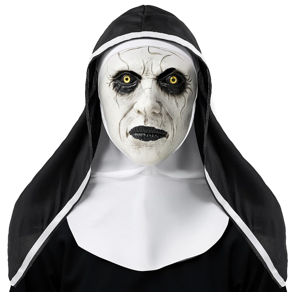Spooktacular Creations Halloween Scary Nun Mask with Black White Hood, Creepy Full Head Latex Mas... | Amazon (US)