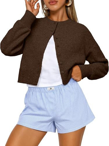 Trendy Queen Cropped Cardigan Sweaters for Women Fall Fashion Clothes 2026 | Lightweight Knit But... | Amazon (US)