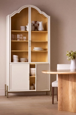 Livia 94" Glass & Wood Storage Hutch | Anthropologie (US)