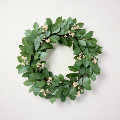 26" Faux Pomegranate Leaf Wreath - Hearth & Hand™ with Magnolia | Target