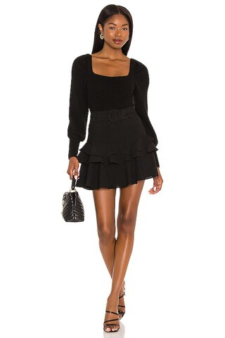 Fatima Frill Mini Skirt in Black | Revolve Clothing (Global)