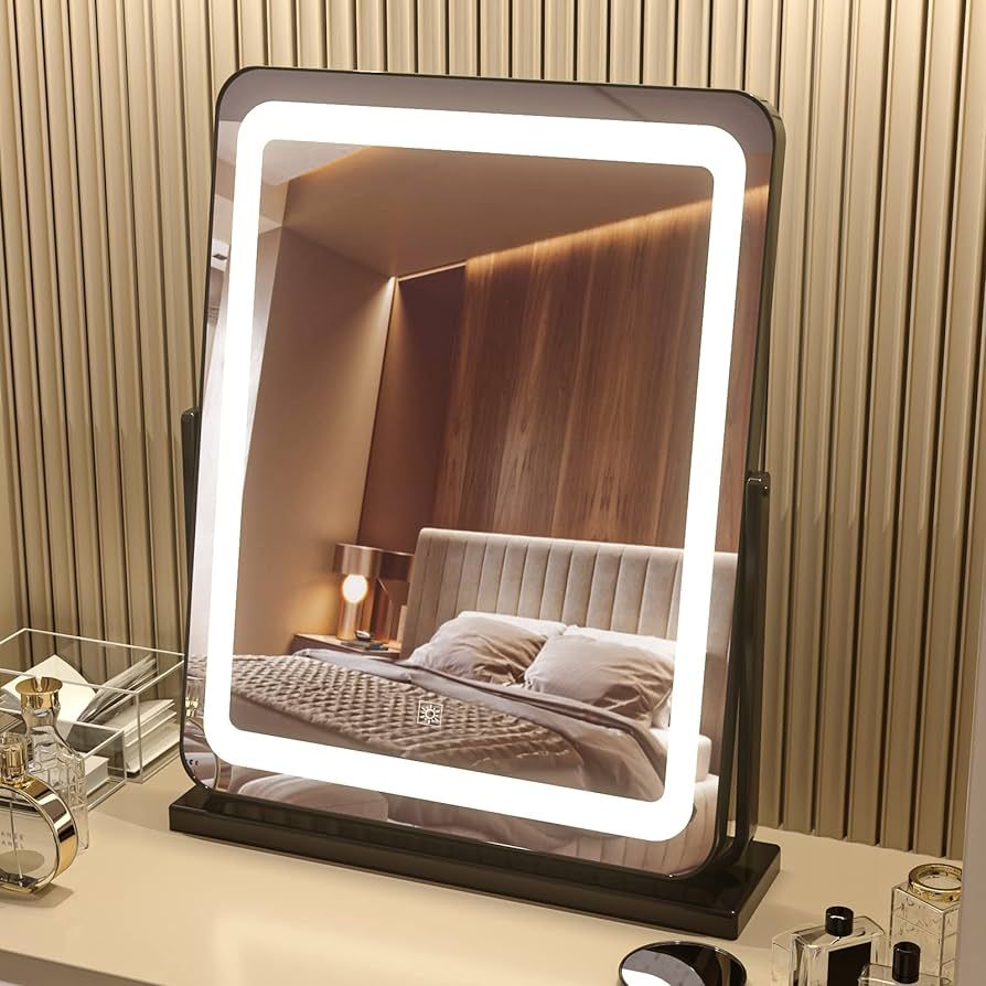 PRIMETEK Makeup Vanity Mirror with Lights - Large Lighted Mirror for Desk, Bedroom, Dressing Room... | Amazon (US)