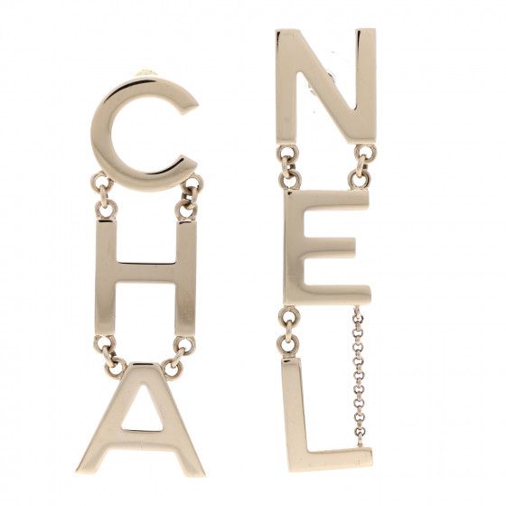 CHANEL Metal Cha-Nel Logo Drop Earrings Gold | FASHIONPHILE | Fashionphile