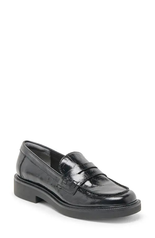 Dolce Vita Tiggy Penny Loafer in Midnight Crinkle Patent at Nordstrom, Size 8 | Nordstrom