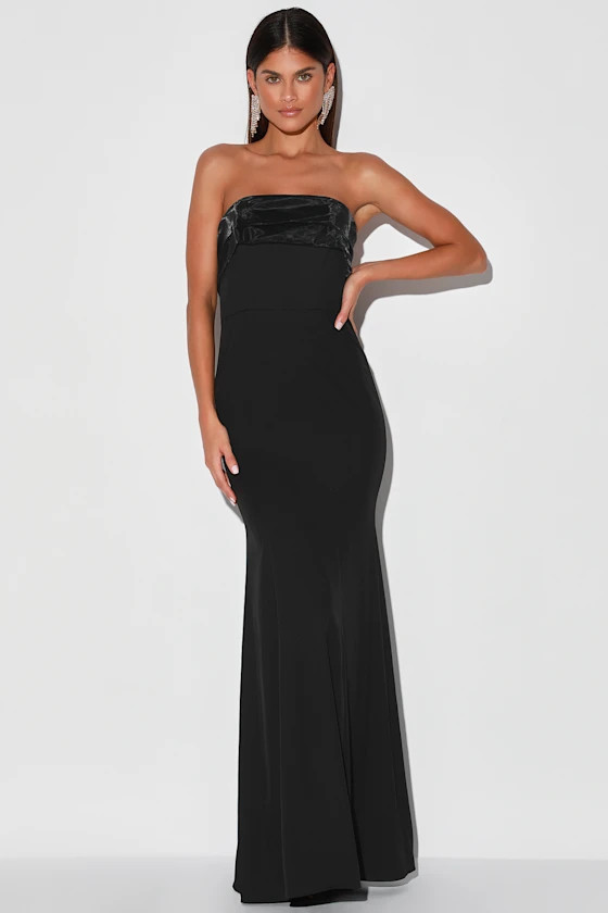 Brilliantly Bold Black Strapless Mermaid Maxi Dress | Lulus (US)