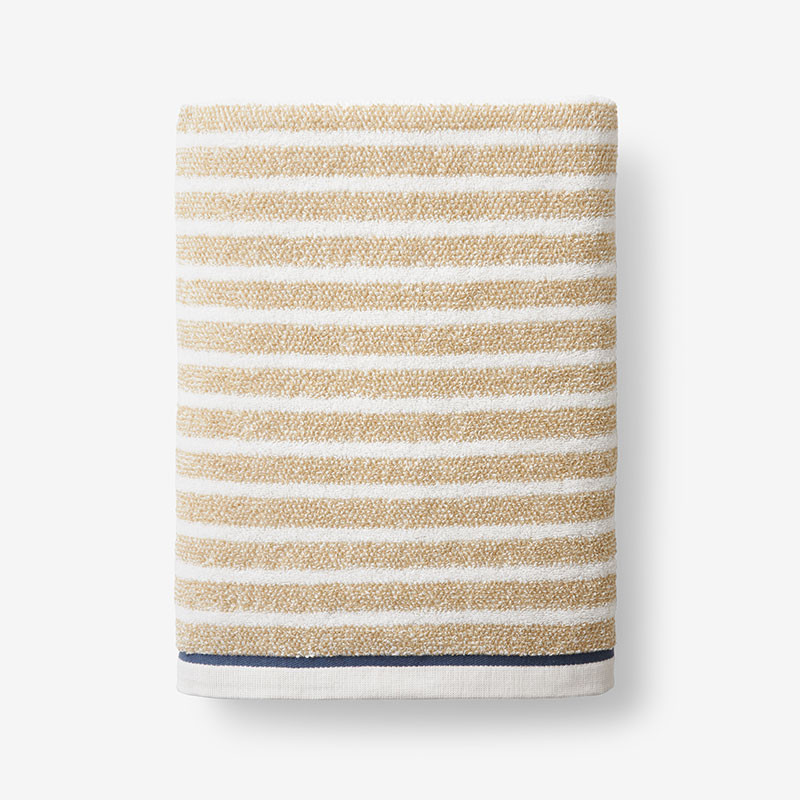 Mélange Stripe Reversible Cotton Bath Towel - Beige/Orange/Coral, Size 30 In. x 54 In. | The Company Store | The Company Store