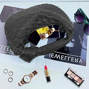 Woven Handbag for Women, Woven Knotted Handbag Clutch Purse Soft Leather Shoulder Bag Mini Ladies... | Amazon (US)