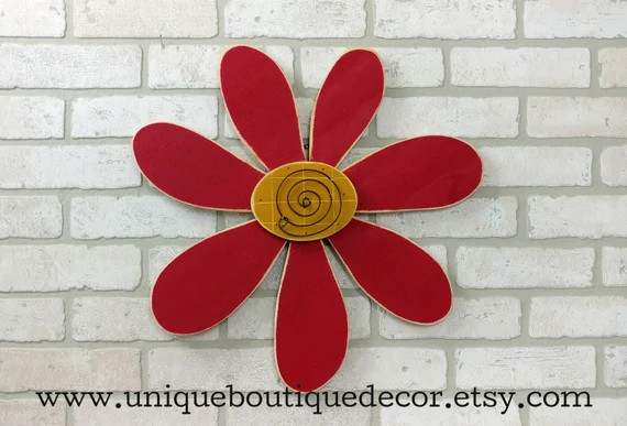 Flower Door Hanger, Red 19" wood Daisy FLOWER Door Sign, Wood flower, Front Door Decor, Hanging G... | Etsy (US)
