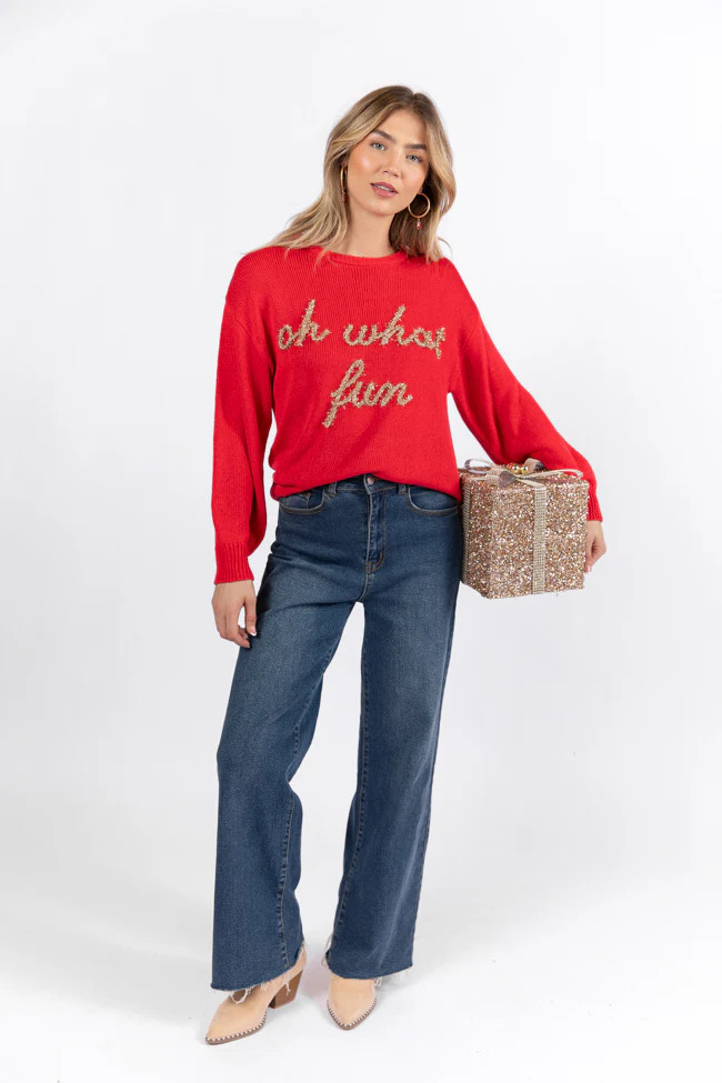Oh What Fun Red Sweater SALE | Pink Lily