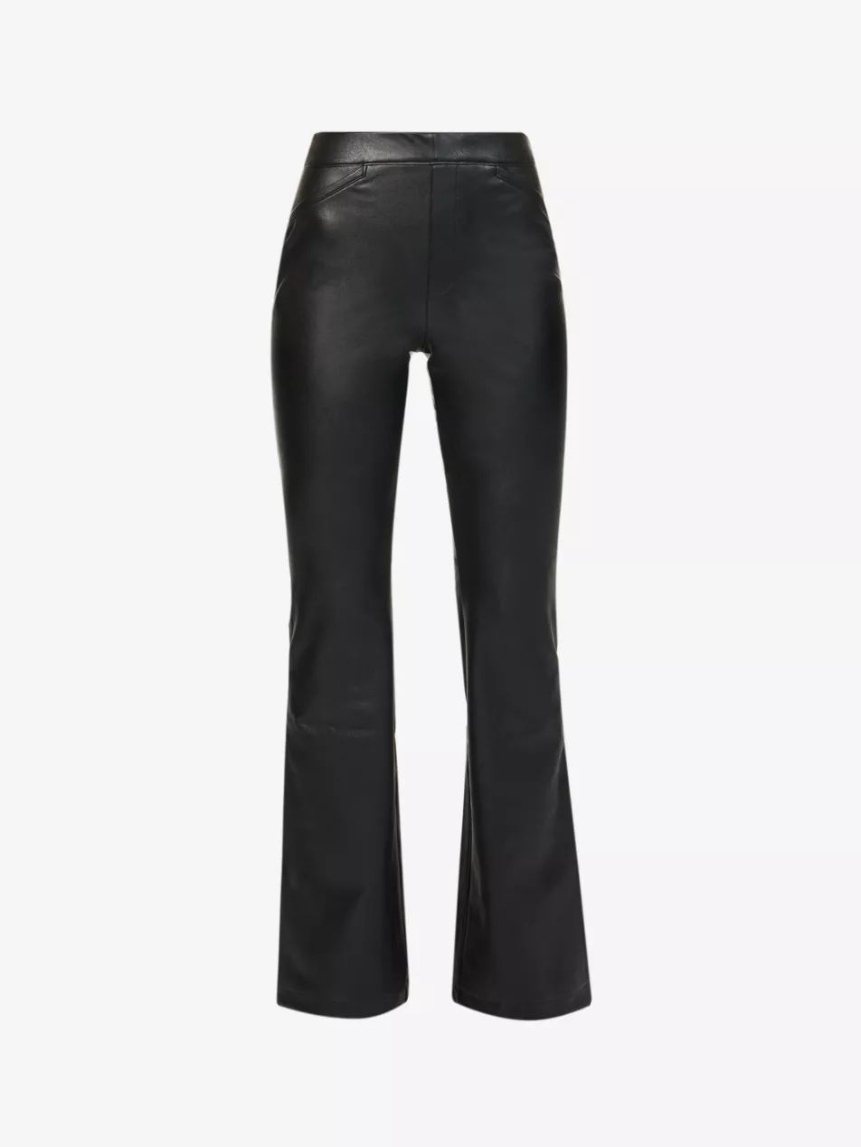 Leather-look high-rise stretch-woven trousers | Selfridges