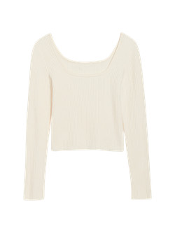 Fitted Cropped Square-Neck Rib-Knit Sweater for Women | Old Navy (US)