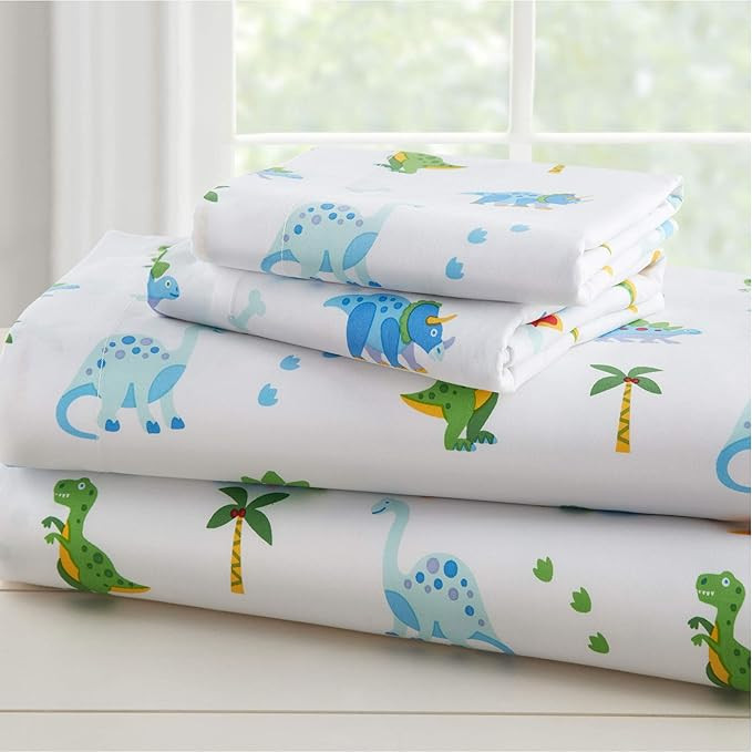 Wildkin Dinosaur Land 100% Organic Cotton Flannel Twin Sheet Set | Amazon (US)