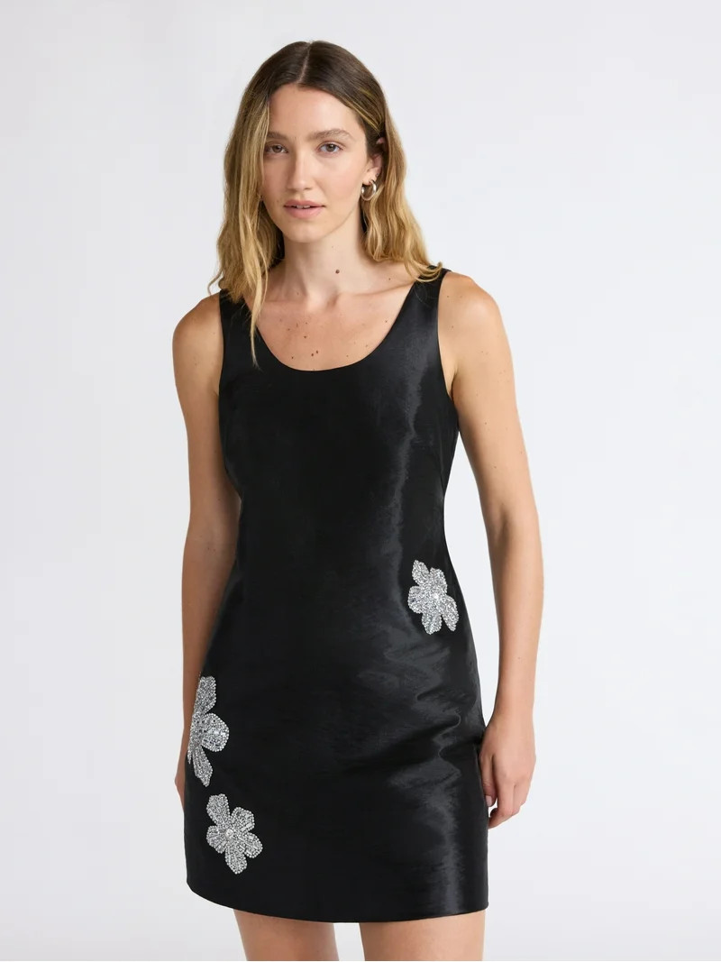 Scoop Women’s and Women’s Plus Embellished Taffeta Mini Dress, Sizes XS-4X | Walmart (US)