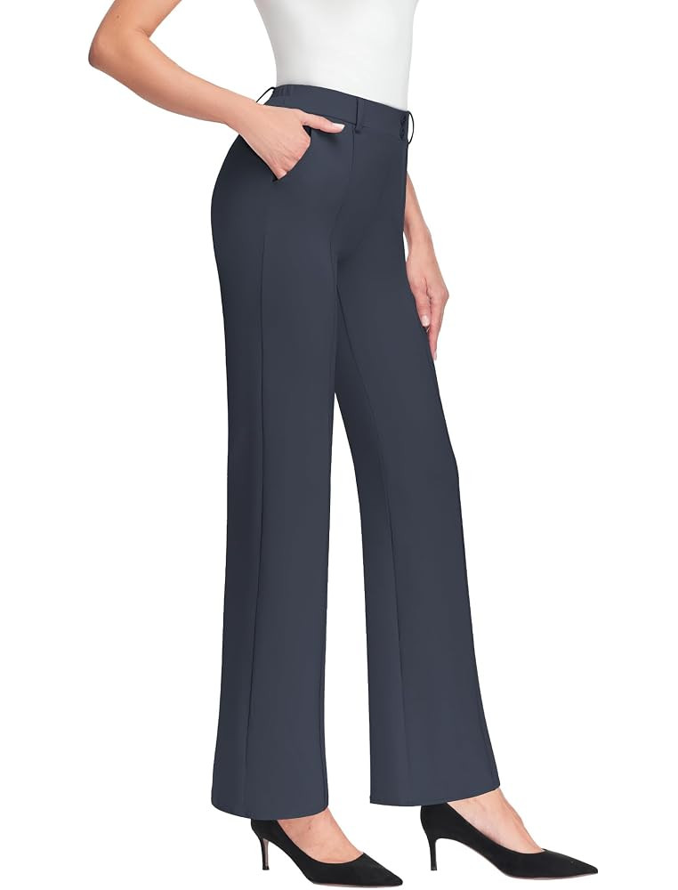 Womens High Waist Dress Work Pants Stretchy Wide Leg Business Casual Office Pull On Trousers Slac... | Amazon (US)
