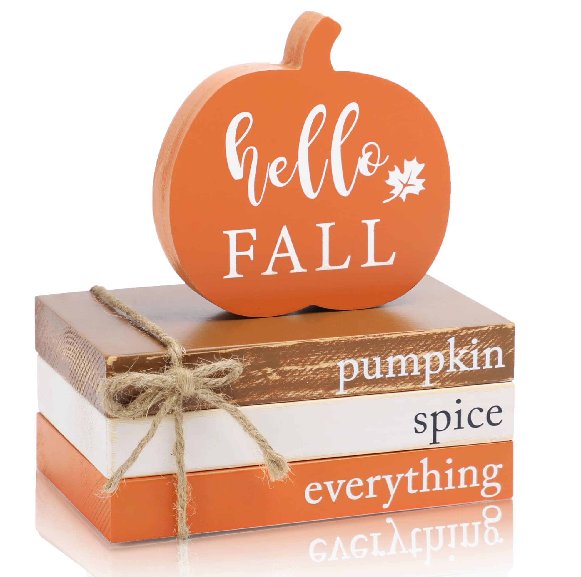 Fall Wood Book Stack, Fall Thanksgiving Decorations Tiered Tray,Hello Fall Decor, Autumn Mini Fau... | Amazon (US)