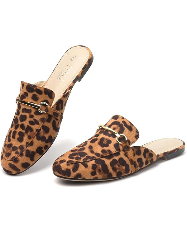 MUSSHOE Mules for Woman Buckle Flats Comfortable Slip on Women Mules Flats Shoes Backless Loafers | Amazon (US)