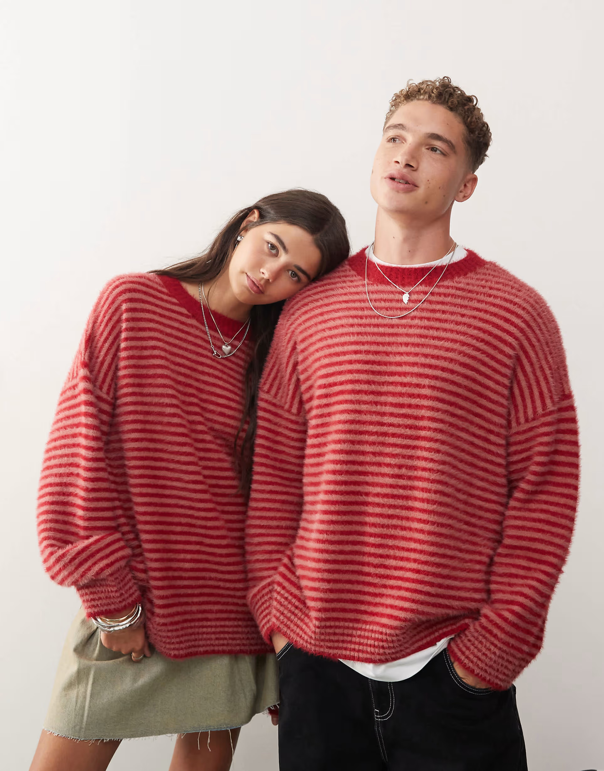 COLLUSION unisex fluffy striped crew neck sweater | ASOS (Global)