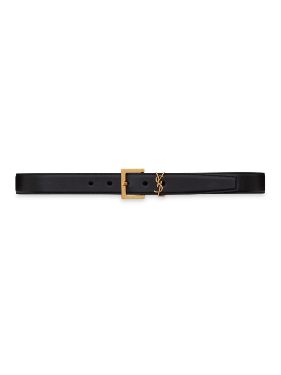 Cassandre Belt with Square Buckle in Grained Leather | Saks Fifth Avenue