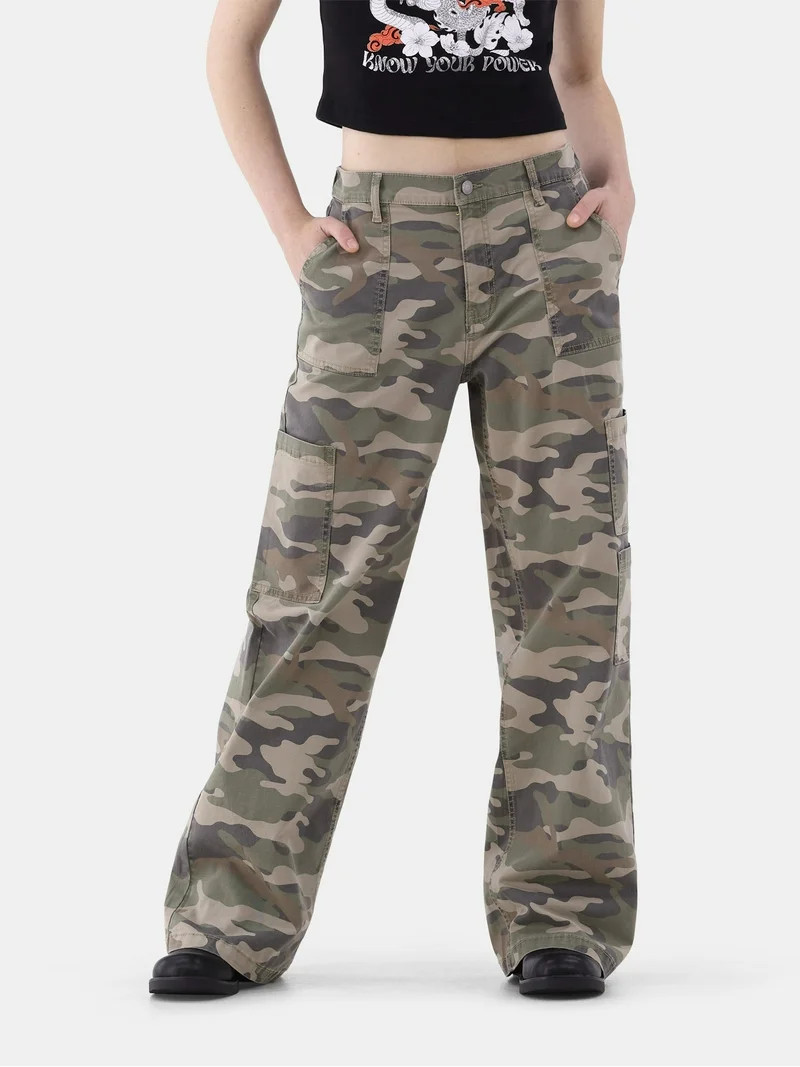 No Boundaries Wide Leg Cargo Pants, 33.5" Inseam, Women's and Women's Plus Sizes XXS-4X | Walmart (US)