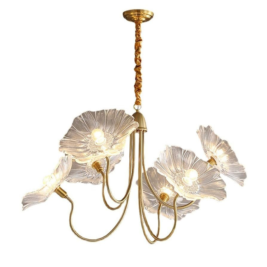 Modern Nordic Chandeliers with 6-Lights,Lotus Leaf Glass Pendant Lights Fixtures Hanging Lamp,Fre... | Amazon (US)