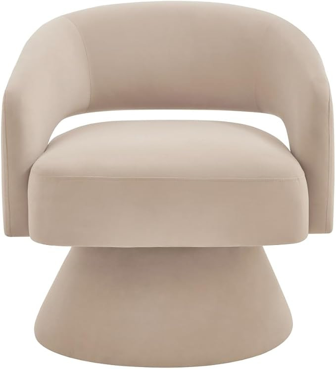 Swivel Barrel Chair, Modern Upholstered Velvet Accent Chair with Open Backrest, Comfy Single Sofa... | Amazon (US)