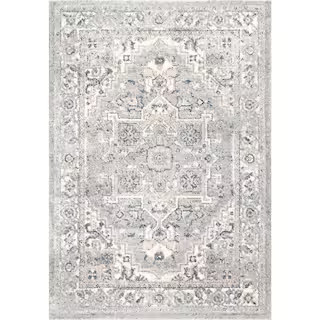 Essa Vintage 9 ft. x 12 ft. Light Gray Living Room/Bedroom/Dining Room Area Rug | The Home Depot