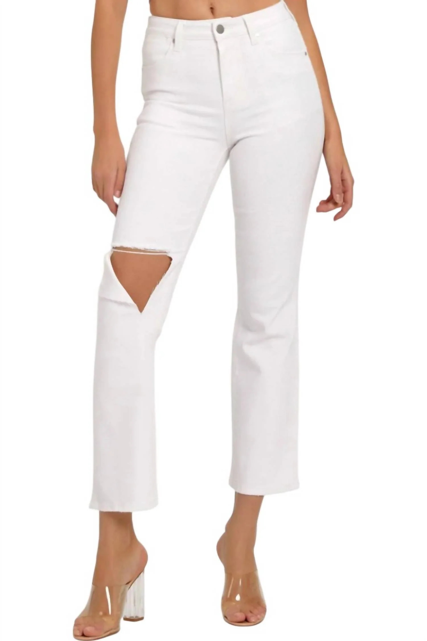 Relaxed Distressed Jeans In White | Shop Simon