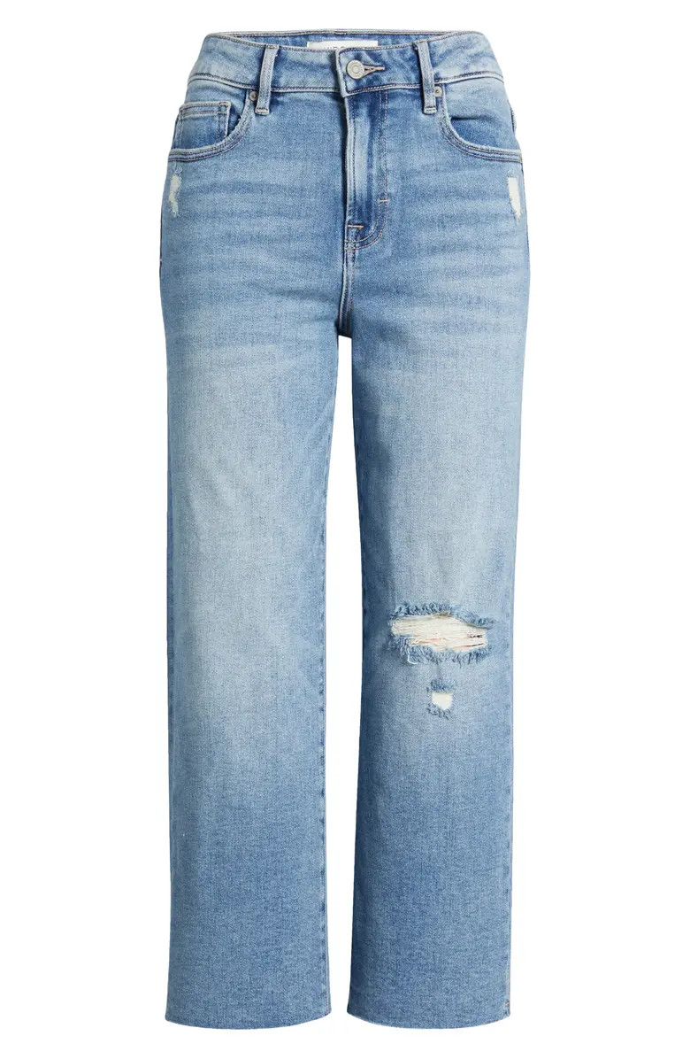 HIDDEN JEANS Ripped Raw Hem High Waist Crop Wide Leg Jeans | Nordstrom | Nordstrom