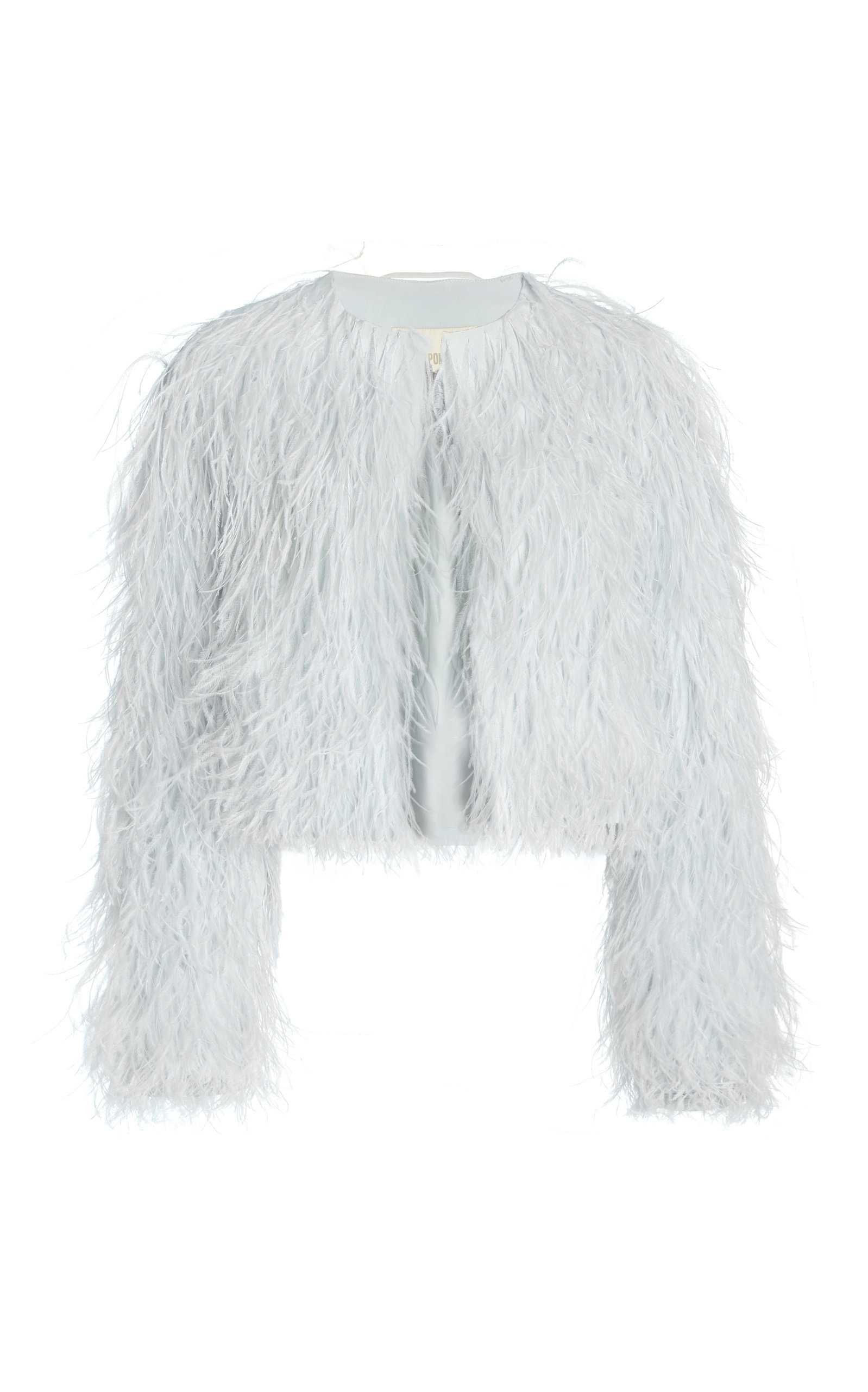 Feather-Trimmed Silk Cropped Jacket | Moda Operandi (Global)