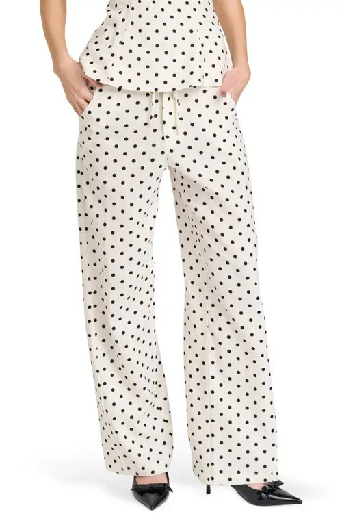 WAYF Lilah Polka Dot Wide Leg Pants in Ivory Polka Dot at Nordstrom, Size Small | Nordstrom