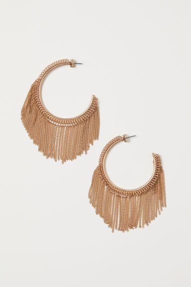 H & M - Hoop Earrings with Chains - Gold | H&M (US)