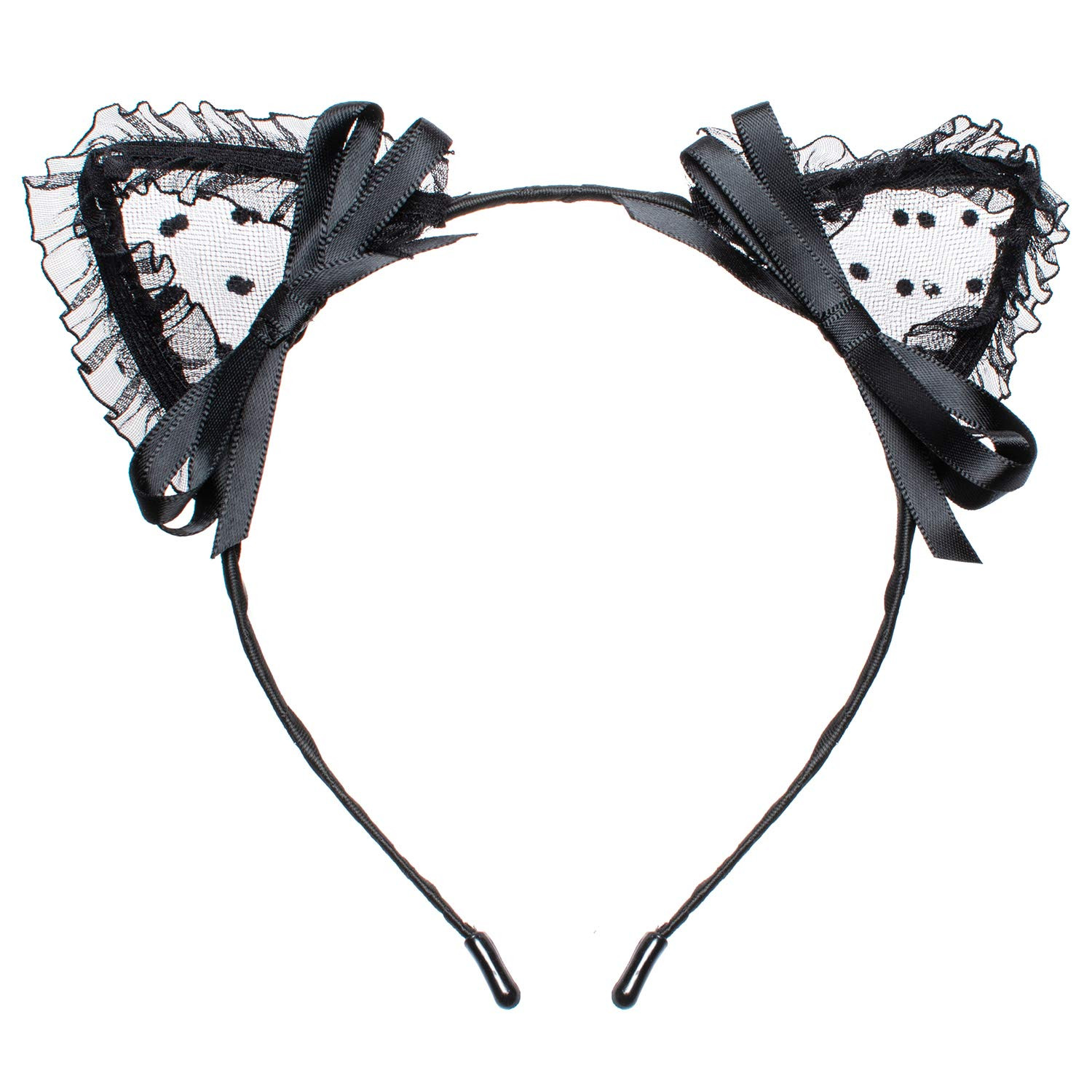 Sweet Lace Cat Ears Masquerade Party Cosplay Fashion Headband for Women Girls(black) | Amazon (US)