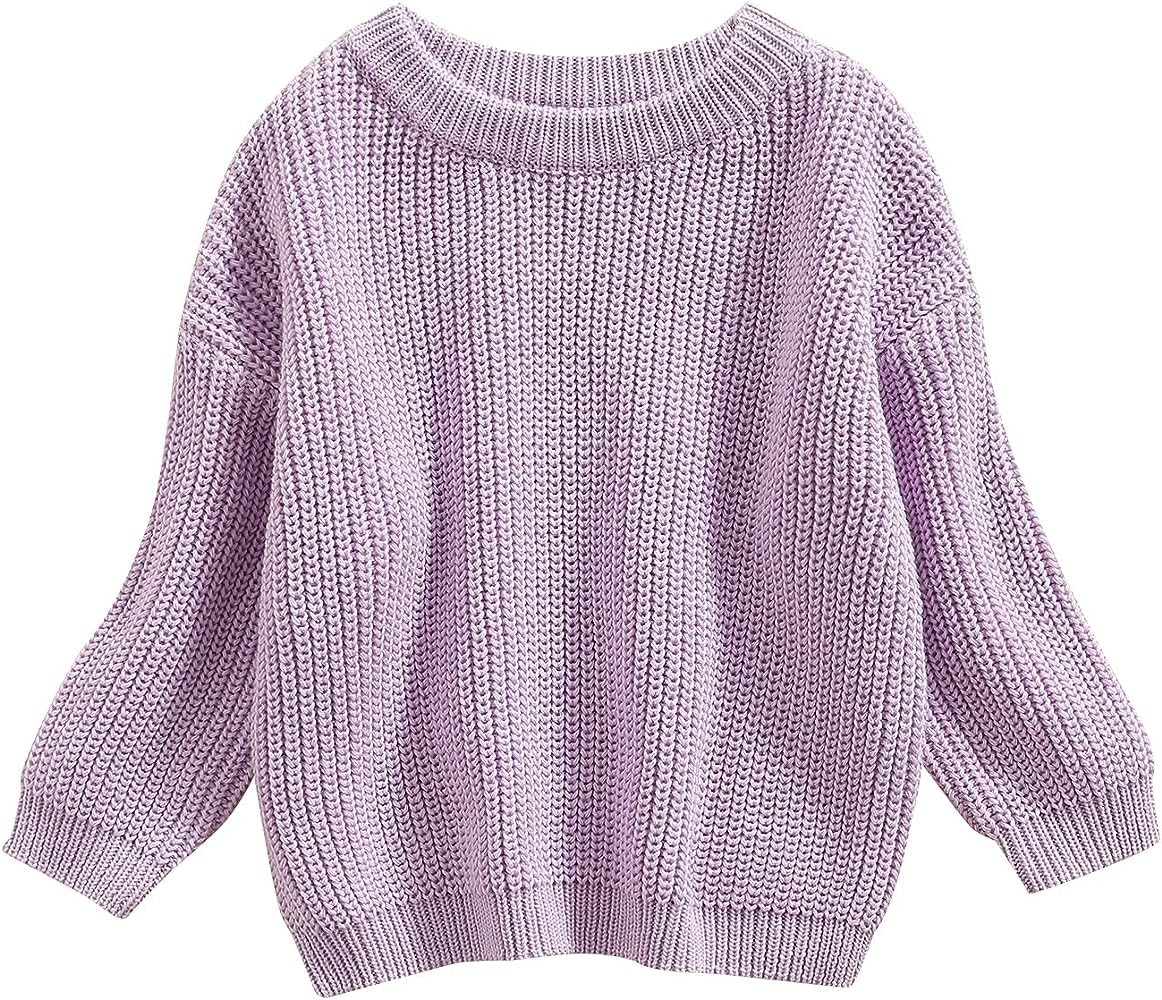 Toddler Baby Girl Boys Sweater Round Neck Long Sleeve Candy Color Knitted Pullover Tops Autumn Wi... | Amazon (US)