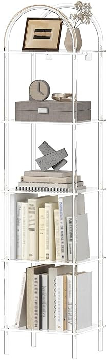 5-Tier Acrylic Arched Bookcase, Clear Narrow Bookshelf for Small Space, 13.8''W x 11.8''D x 57.1'... | Amazon (US)