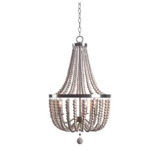 Kenroy Home Dumas 3-Light Steel Chandelier with Wood Shade 93131BS | The Home Depot