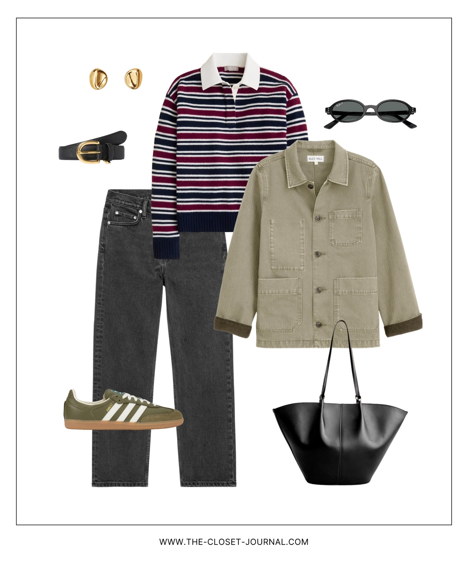 Spring look - striped polo and utility jacket 