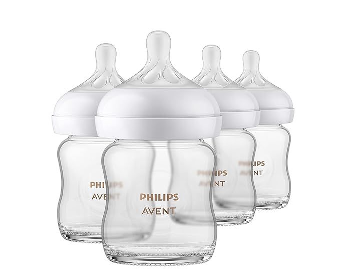 Philips AVENT Glass Natural Baby Bottle with Natural Response Nipple, 4oz, 4pk, SCY910/04 | Amazon (US)