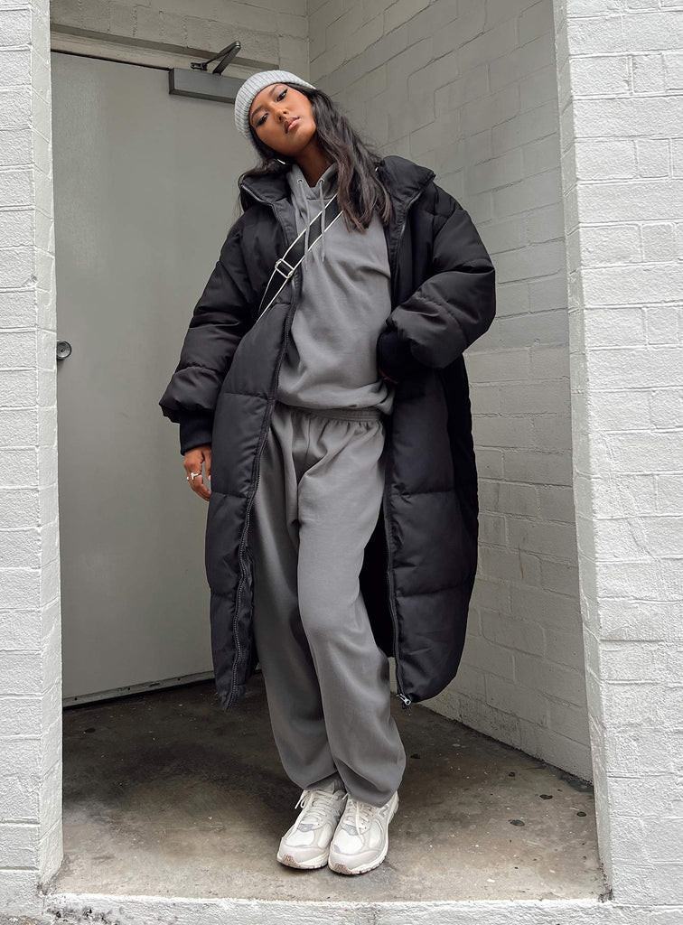 Abe Longline Puffer Jacket Black | Princess Polly AU