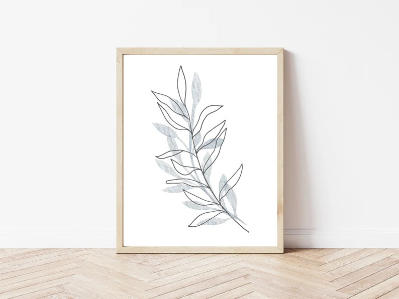 Botanical Printable, DIY Wall Art, Minimalist Print, Black & White Printable, Modern Farmhouse De... | Etsy (US)