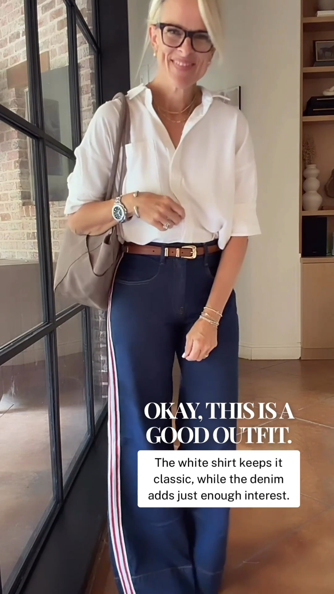 A classic white shirt is one of those pieces I can style so many different ways. Here I paired it with wide-leg denim with a stripe detail, then finished the look with sneakers and a neutral bag for an easy, polished outfit.

I love that the denim adds a little personality while the rest of the look stays classic. The sneakers I’m wearing may be limited in stock, so I’ve linked a similar sneaker option, along with a loafer that would work beautifully with this outfit, too.

#LTKootd #LTKOver40 #LTKgrwm