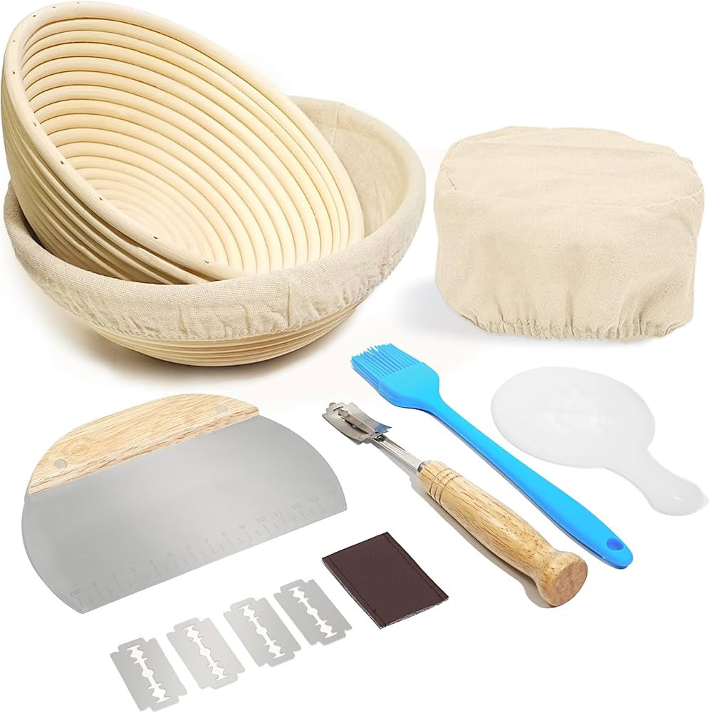 Amazon.com: Unihopper Banneton Bread Proofing Basket Set of 2,8 Inch Round Sourdough Bread Basket... | Amazon (US)