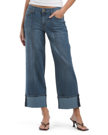 Cuffed Mid Rise Recycled Wide Leg Jeans | TJ Maxx